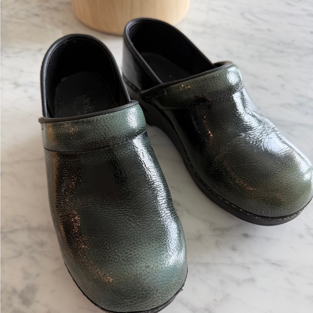 Sanita Green Patent Leather Clogs my